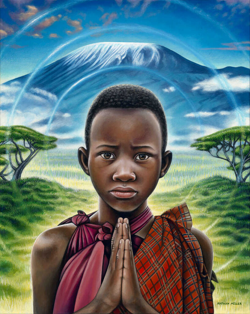 nathan miller fine art maasai boy oneness series painting