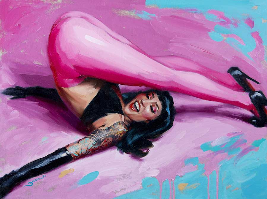 Chris Guest "Bottom's Up!" painting Copro Gallery Beautiful Bizarre Magazine 