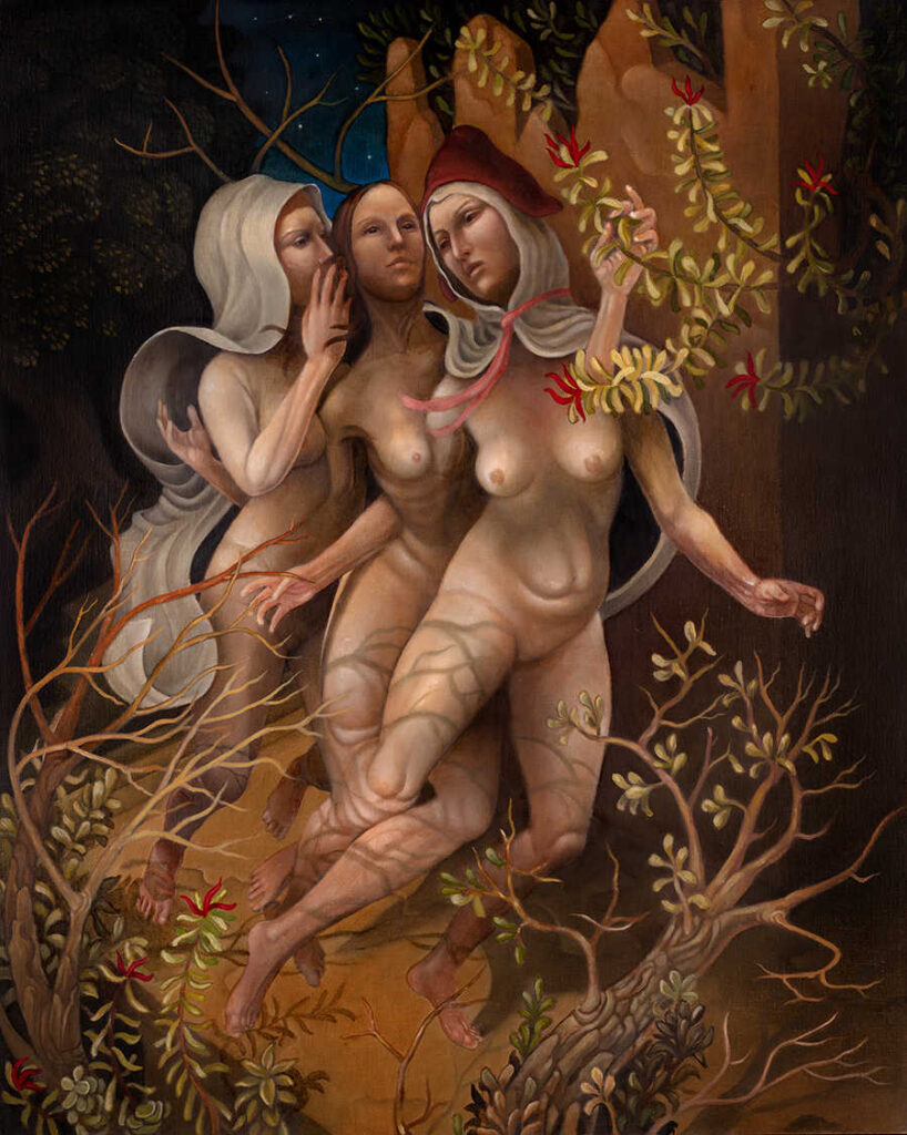 Alex Kuno three nude women painting