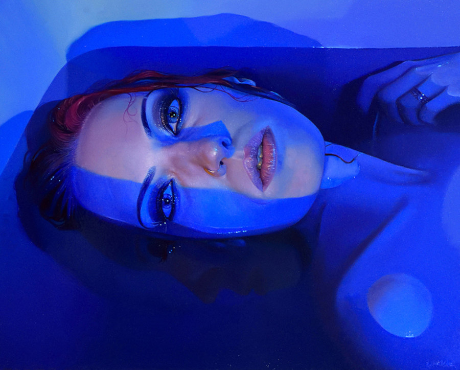 Rachael Bridge blue bath portrait