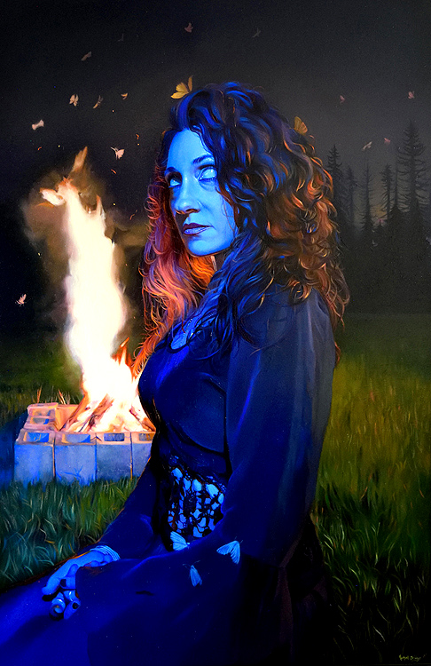 Rachael Bridge blue woman and fire