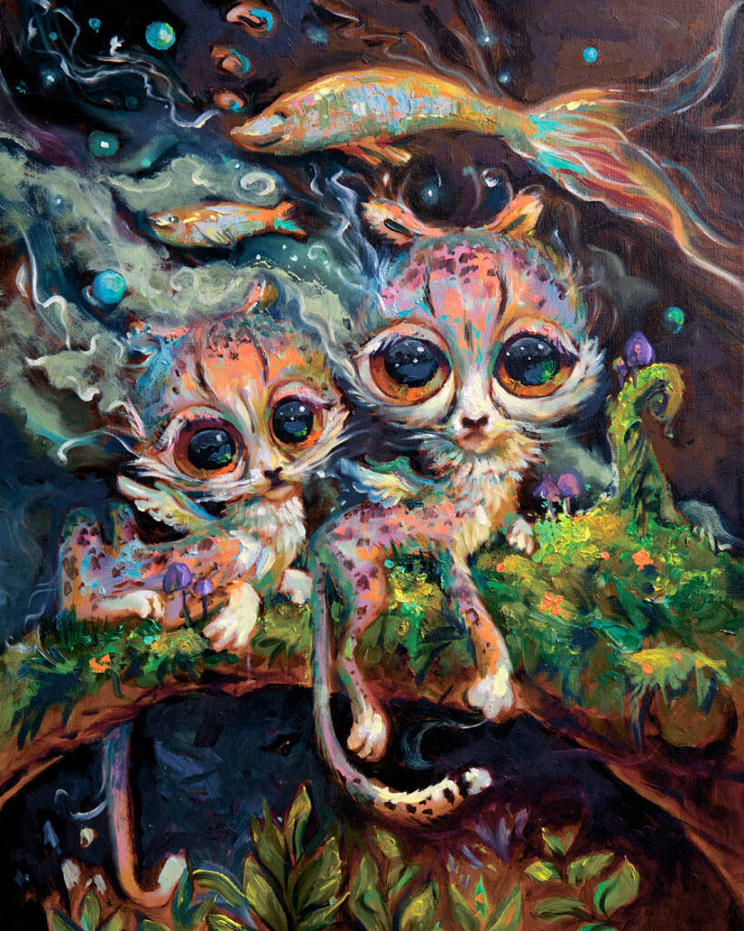 Zoya Koinash pop surreal cat painting 