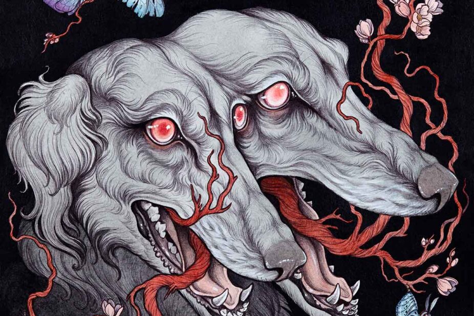 Caitlin Hackett - Borzoi - surreal watercolor painting hounds dogs