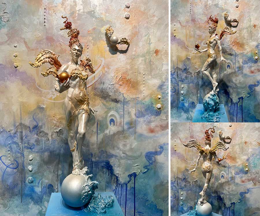 'Emanation', Resin, wire, acrylic paint by Laura Junge