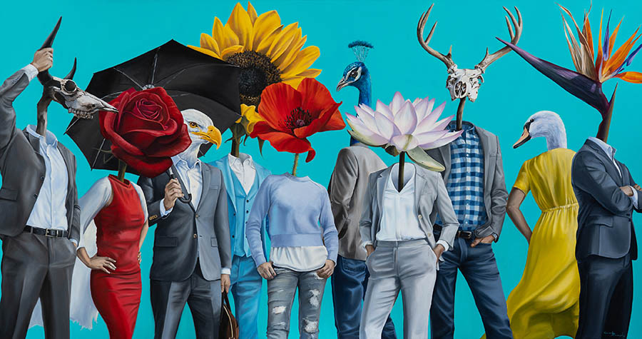 surreal figurative flower painting 