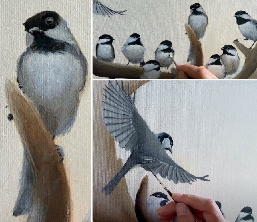 Caroline-Gaudreault-Acrylic-Painting-Bird-Detail