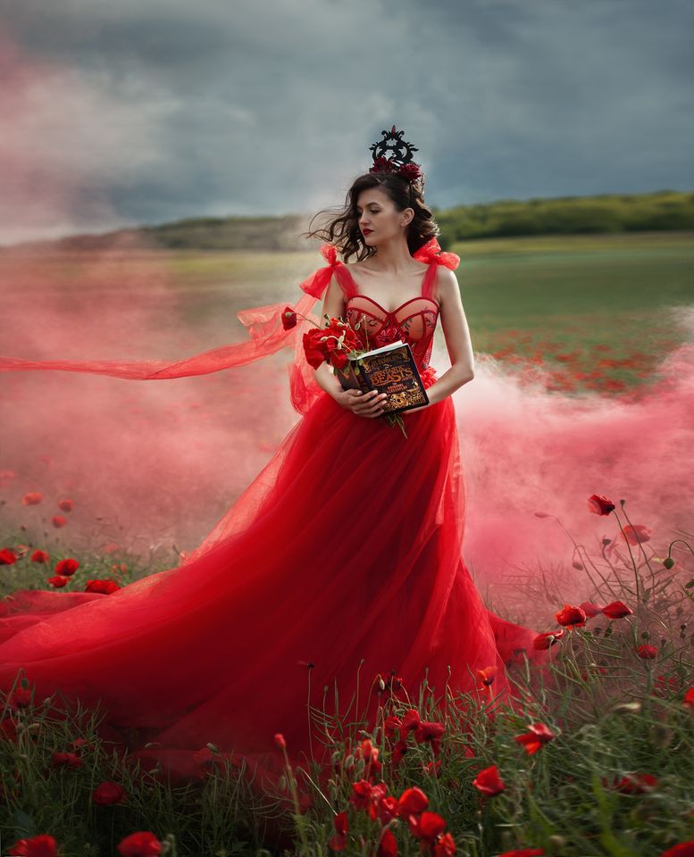Chotronette-Red-Flower-Corset-Dress