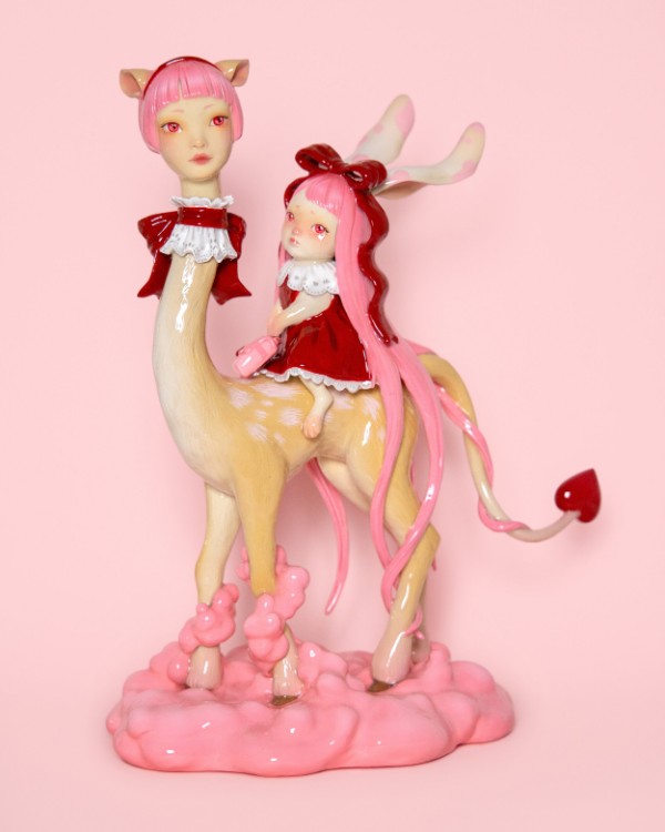 Tina Yu pink hair deer sculpture