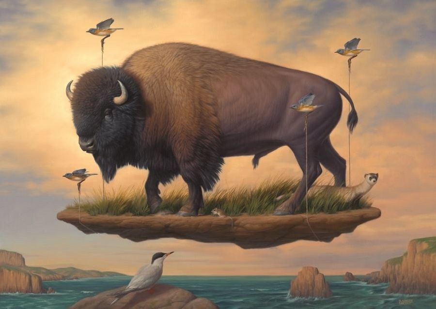 Phillip Singer surreal bison painting 