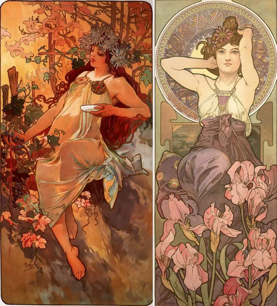 art nouveau mucha flowers