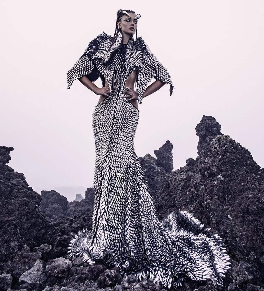 gelareh-designs-silver-fish-scaled-gown
