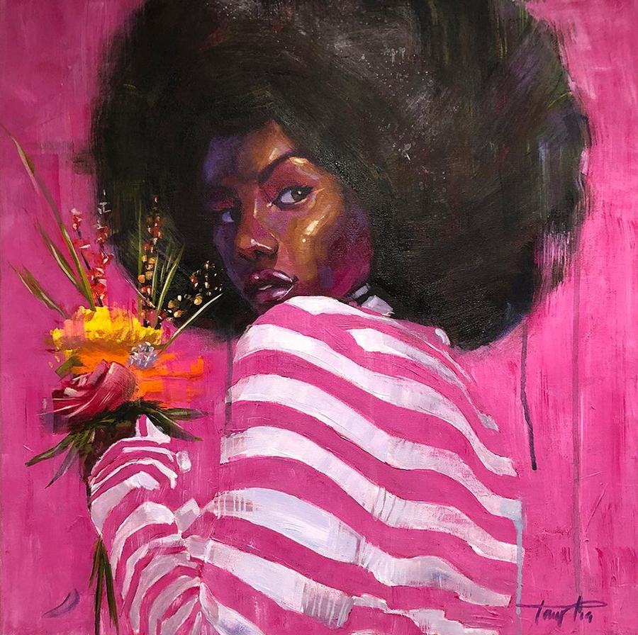 Tony-Thielen-Portrait-Woman-Pink-Striped-Shirt