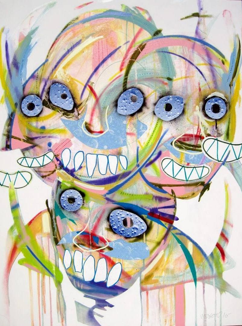 eric-wixon-grinning-faces-abstract-painting