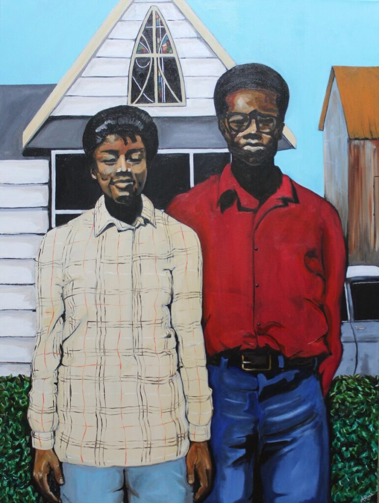 Ayana Ross, New American Gothic, 2020, oil on canvas, 48 x 36 inches.