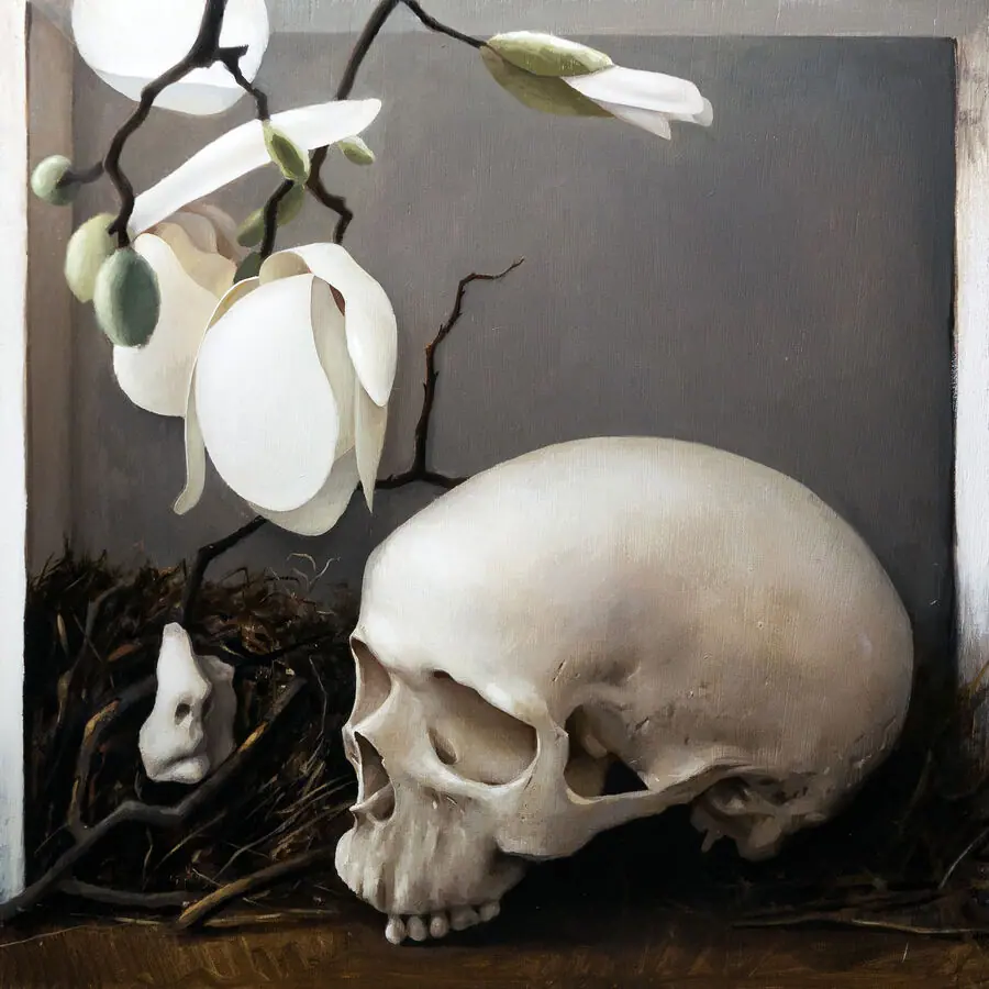 Floral Skull Art: A Surreal and Vintage Still Life