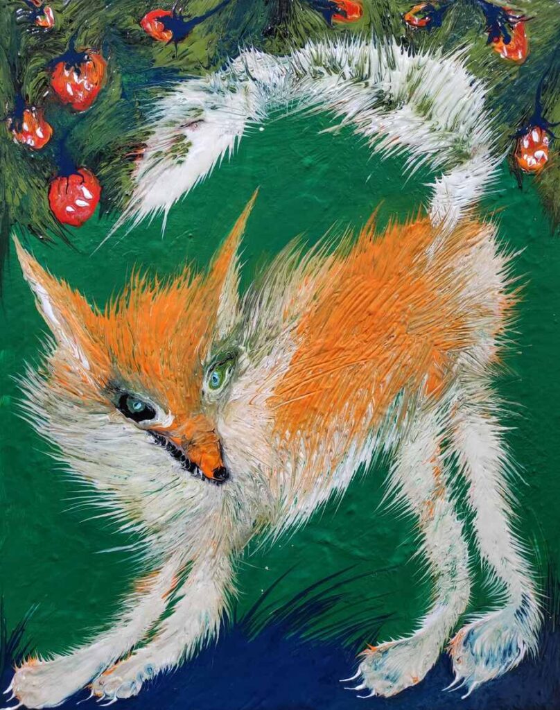 Painting of red fox by artist Anna Mond