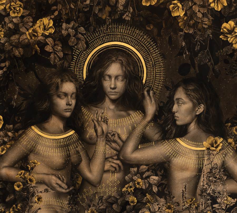 Alessandra-Maria-Gold-Leaf-Drawing-Three-Muses