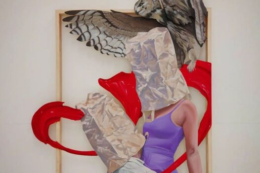 Christian Boehmer of a Woman dancing with a Man and a Flying Owl