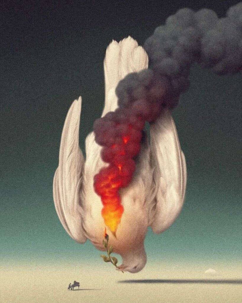 Garis Edelweiss Digital Artwork of Falling Dove