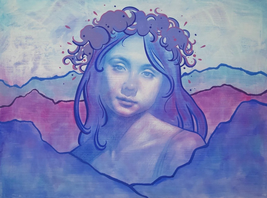 Hannah Tija painting of blue woman portrait