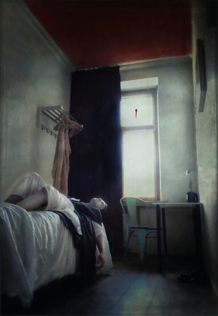 Ana Priscila Rodriguez photograph of woman lying down on a bed in a small room