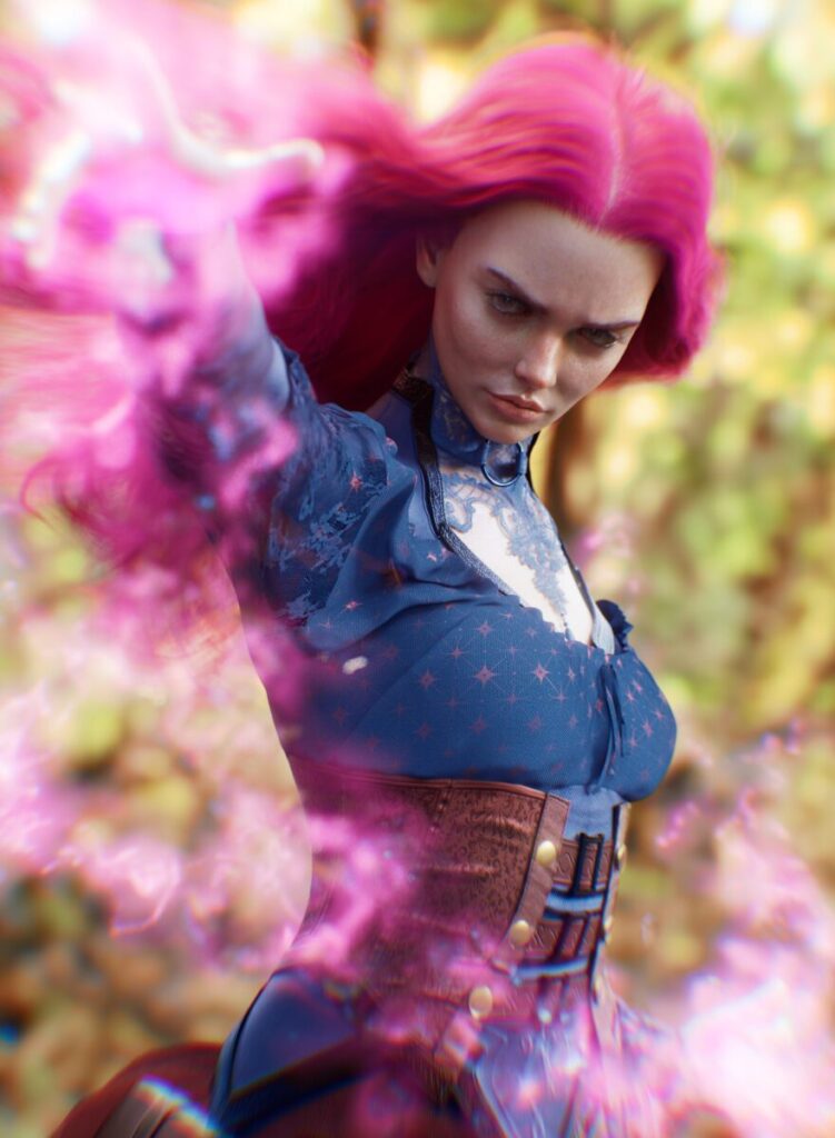 VZEWL's 3D artwork of a woman with pink hair