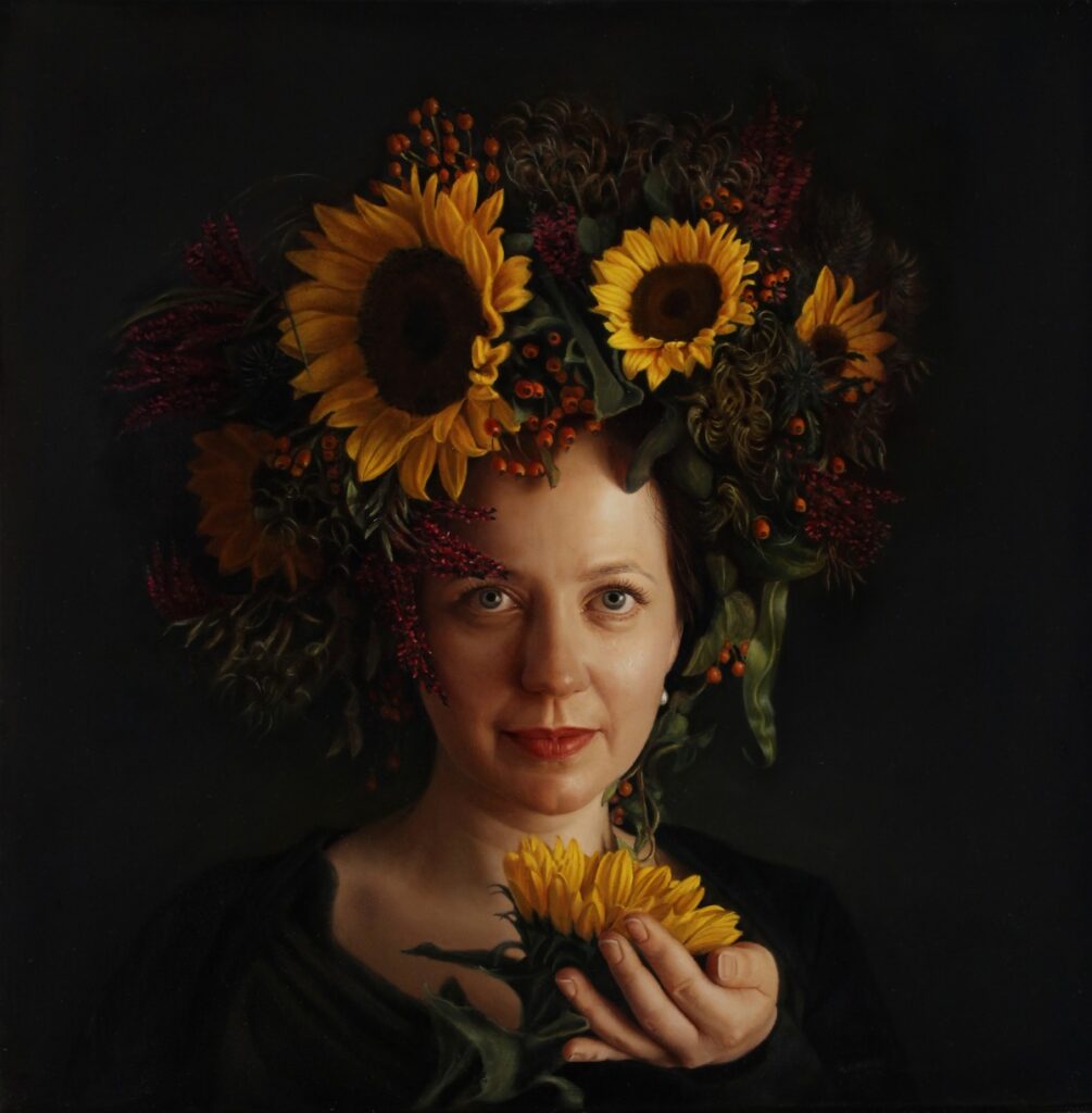 Karen-Hauck-wearing_sunflowers