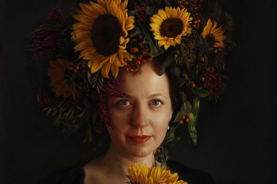 Karen-Hauck-wearing_sunflowers